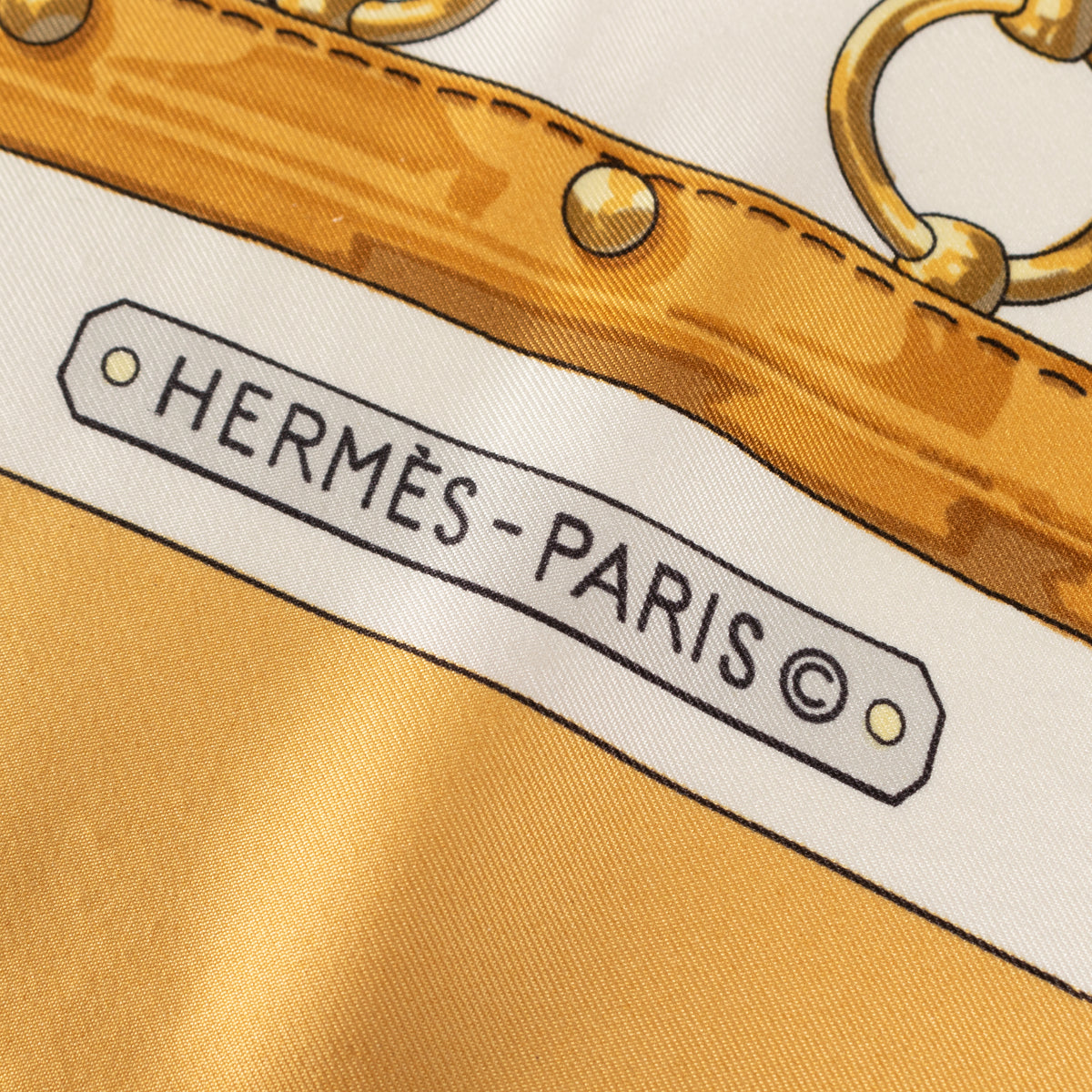 Hermes Silk 'Aux Champs' Floral Horseshoe Motif Scarf