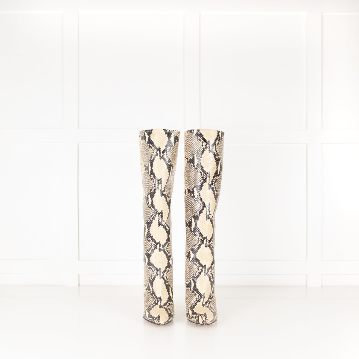 Paris Texas Snake Effect Block Heel Knee Boot