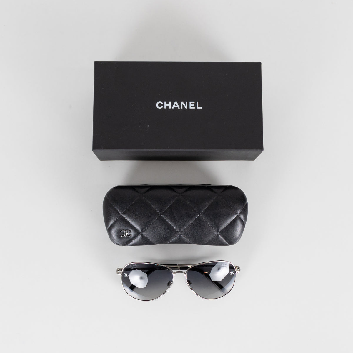 Chanel Aviator Sunglasses with Leather Arms
