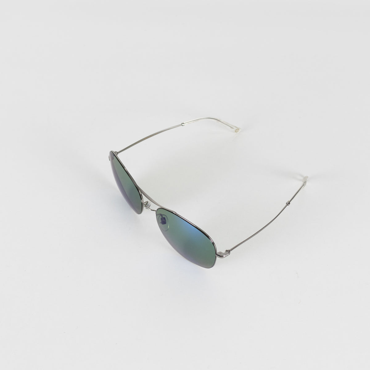 Gucci Ruthenium Blue Lens Aviator Sunglasses With Silver Frame