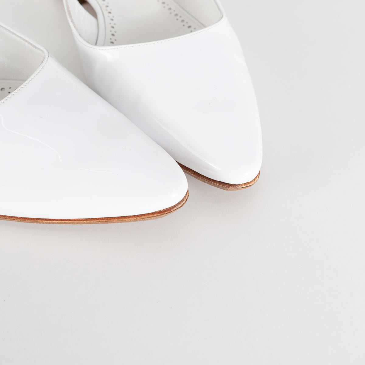 Manolo Blahnik Didion White Patent Leather Slingback Flats