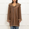 Gerard Darel Brown Reversible Hooded Shearling Jacket