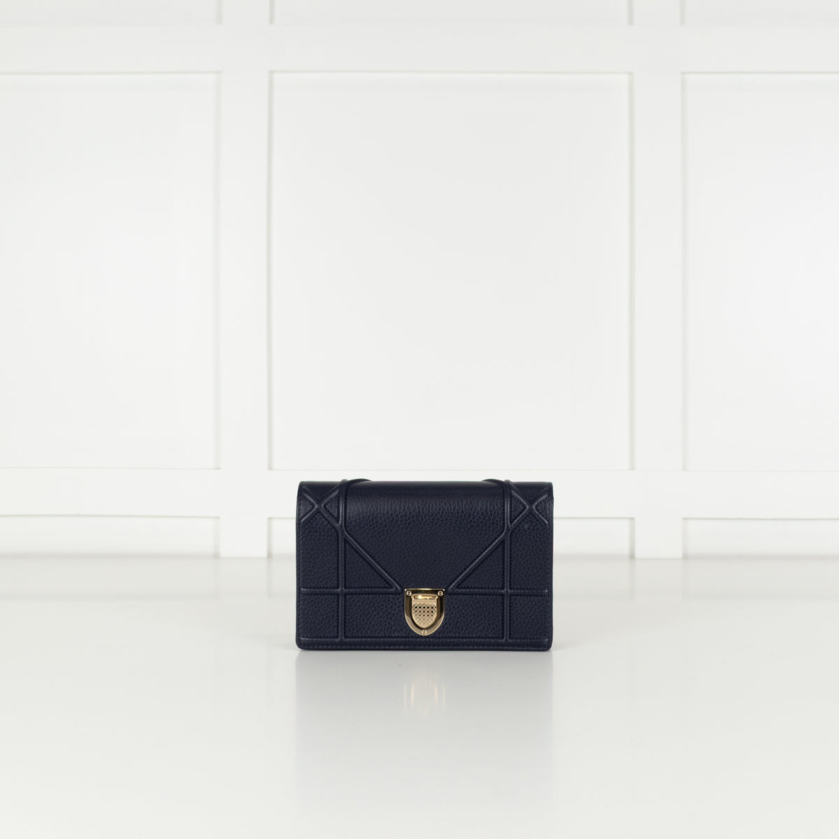 Dior Navy Cannage Diorama Wallet with Chain