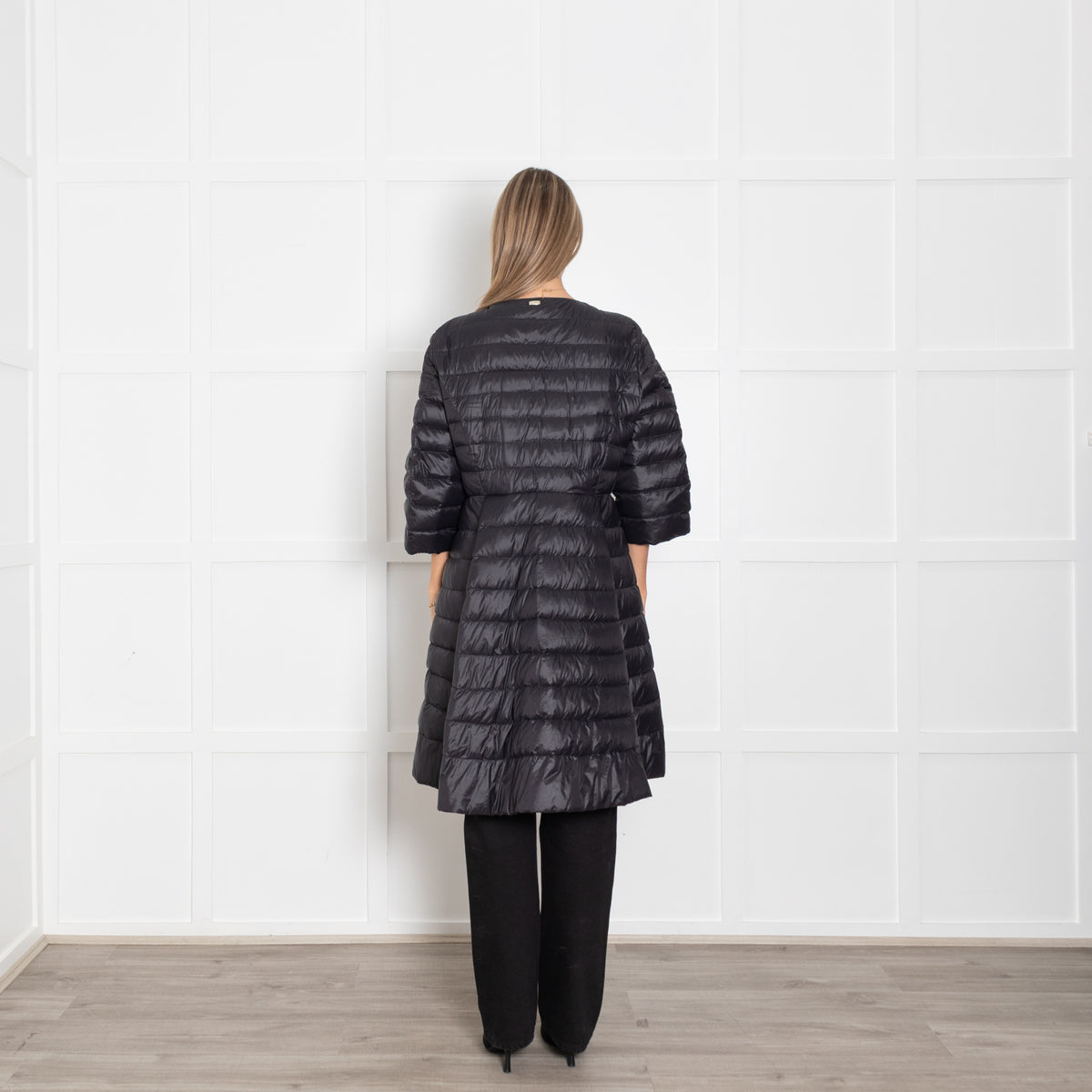 Herno Black Puffer Waisted Coat