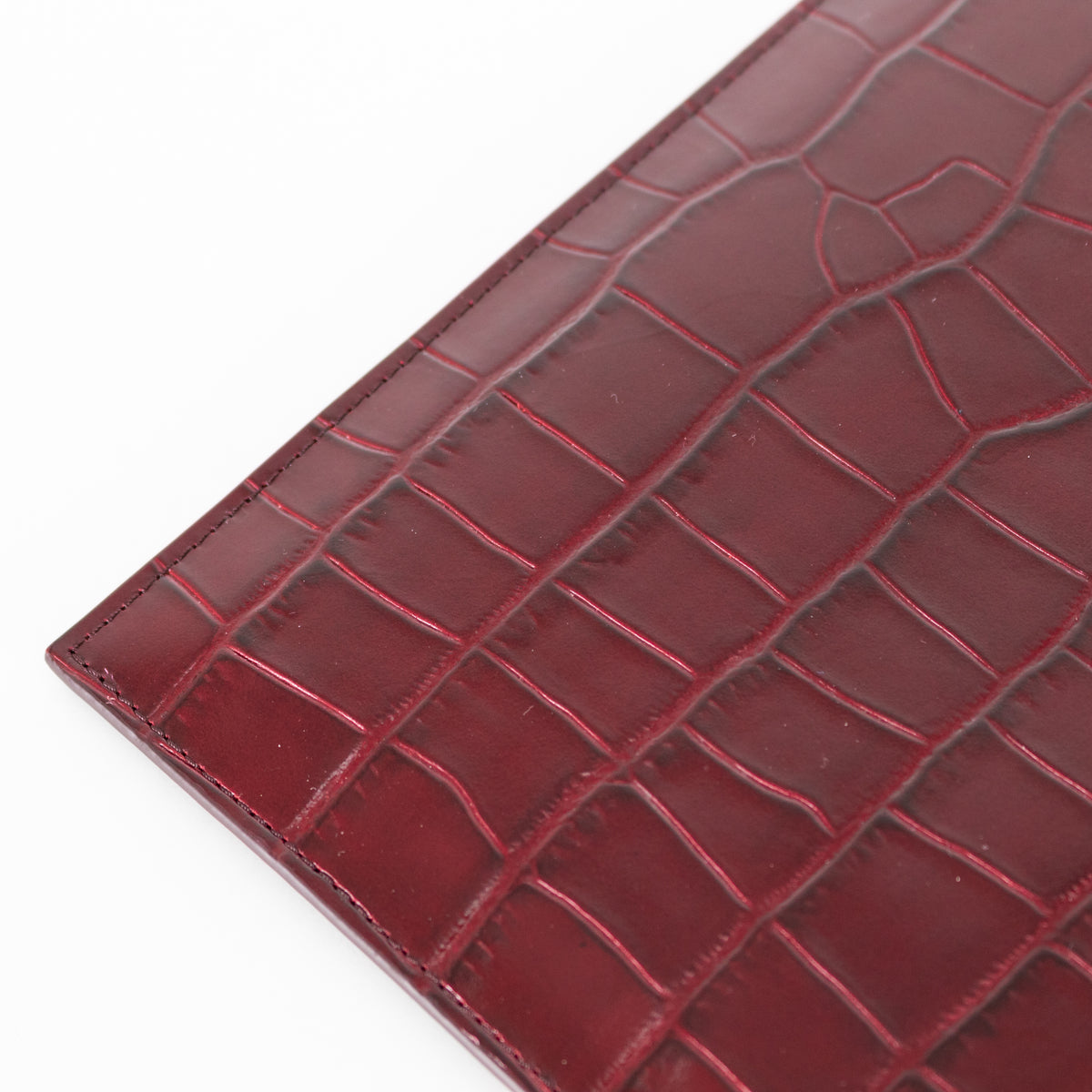 Aspinal Of London Burgundy Croc Leather Pochette