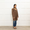 Gerard Darel Brown Reversible Hooded Shearling Jacket