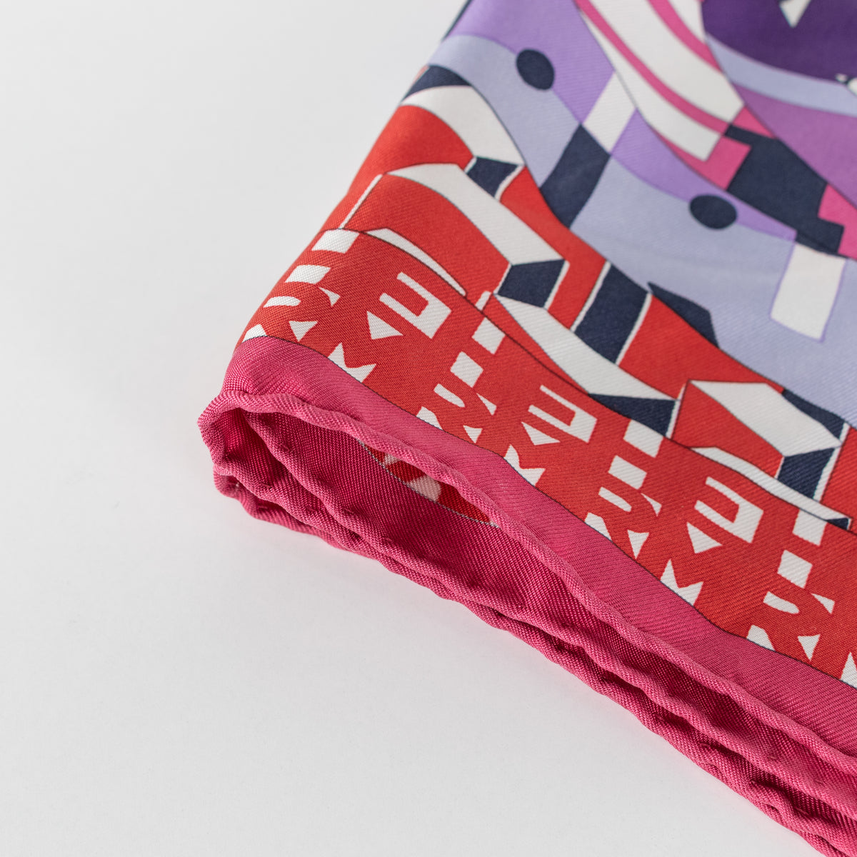 Hermes Red Pink Purple Ex-Libris En Cravates Silk Scarf