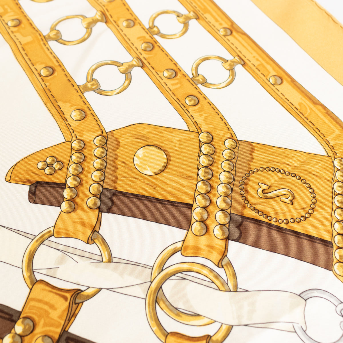 Hermes Silk 'Aux Champs' Floral Horseshoe Motif Scarf