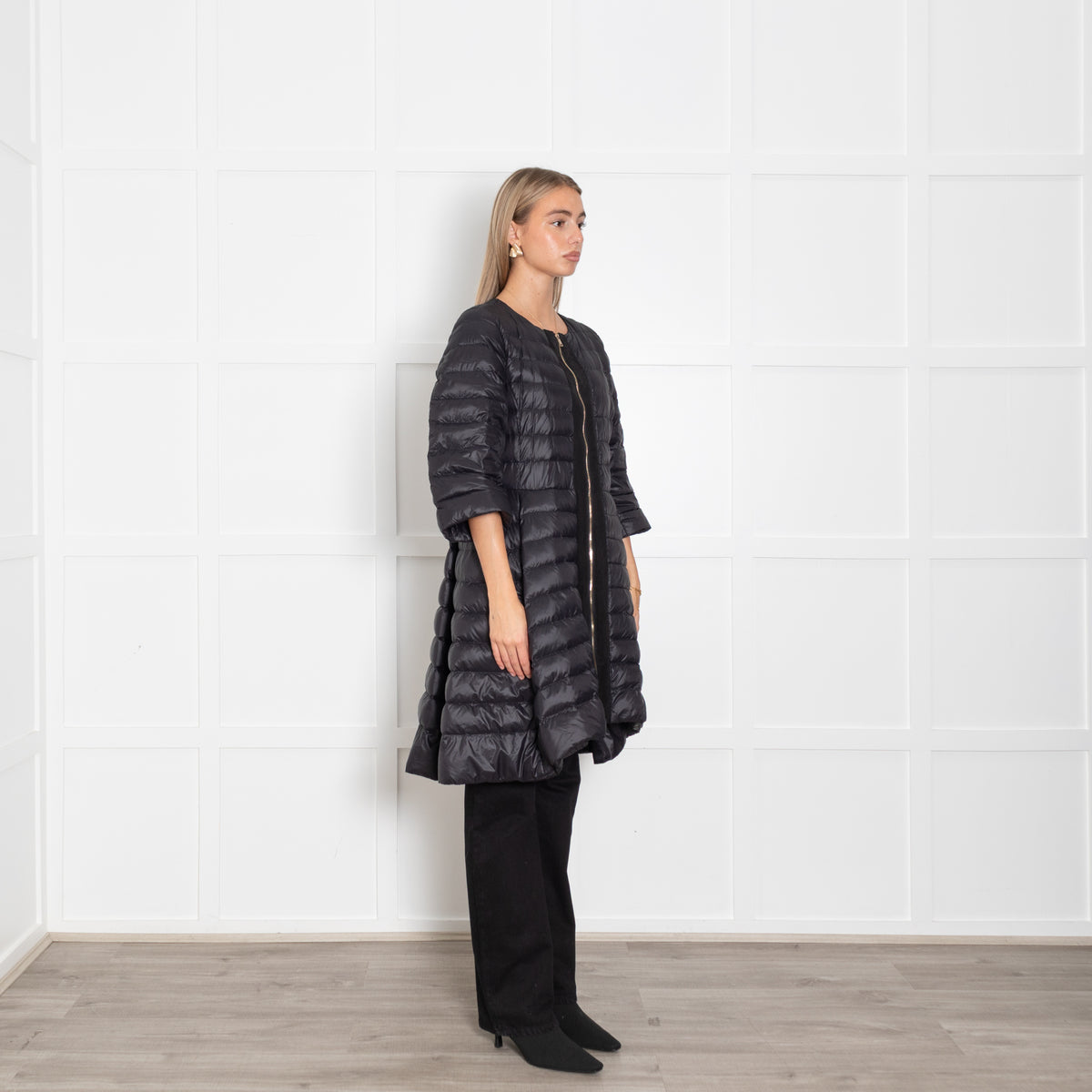 Herno Black Puffer Waisted Coat