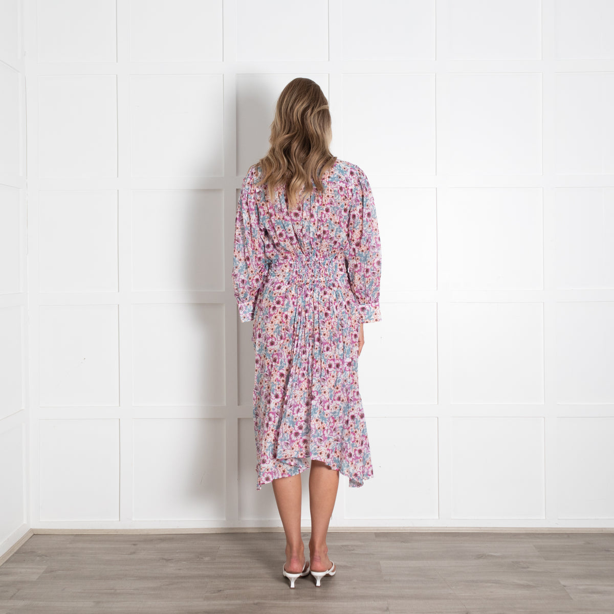 Isabel Marant Etoile Purple Orange Blue Flower Mix Long Cotton Dress