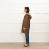 Gerard Darel Brown Reversible Hooded Shearling Jacket