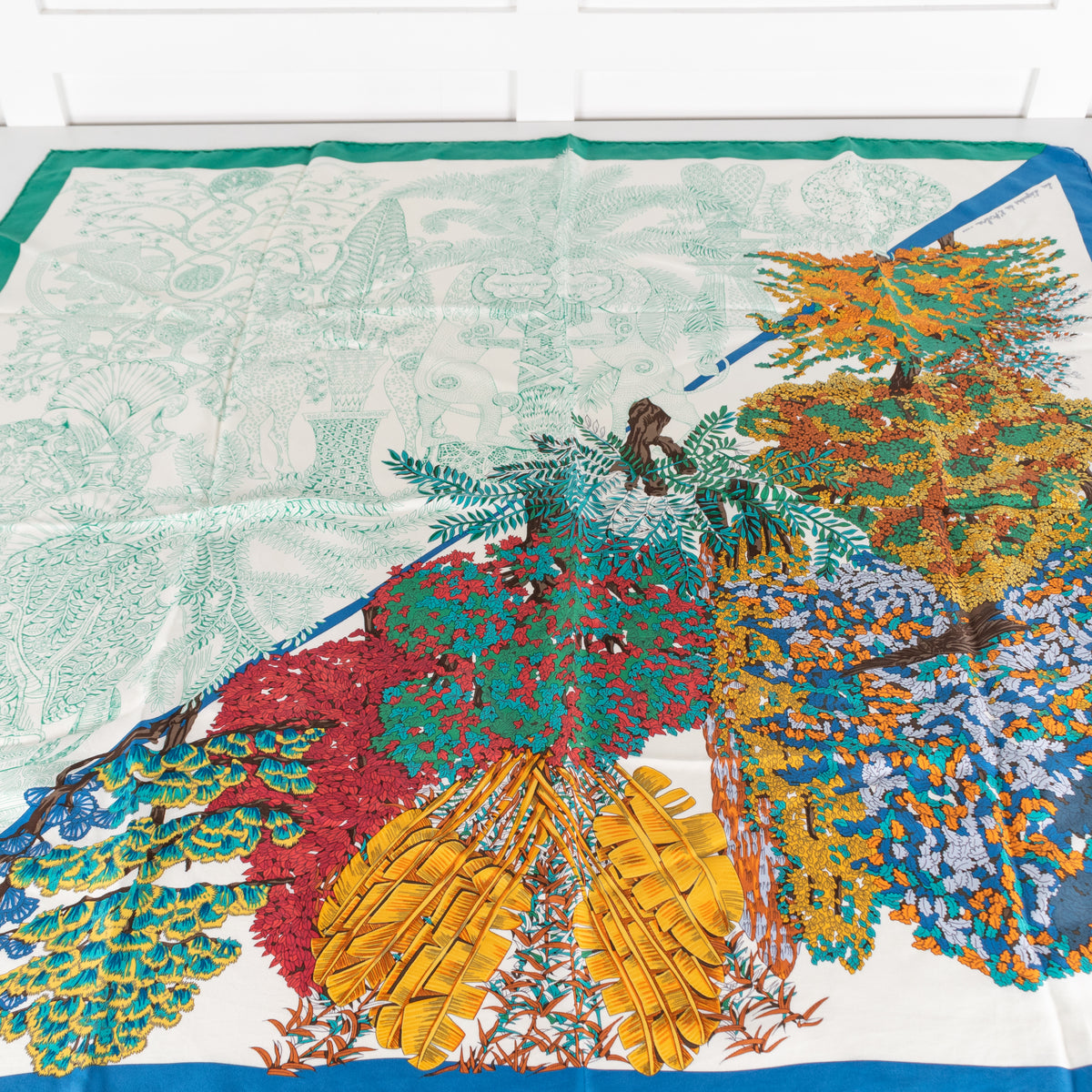 Hermes Cream Multicolour Les Legendes De L'Abre Silk Scarf