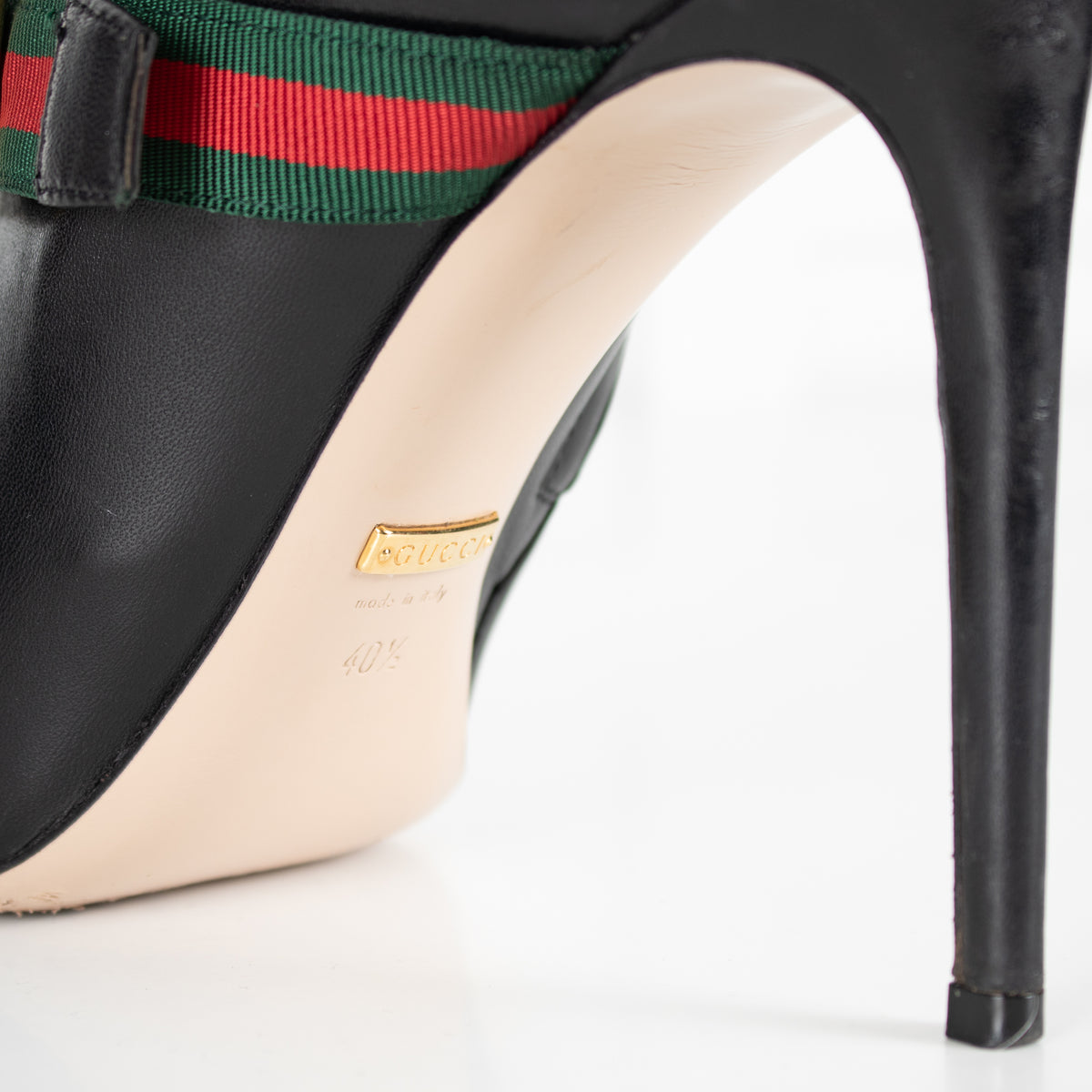Gucci Black Charlotte Boots Green Red Gross Grain With Buck