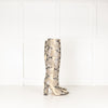 Paris Texas Snake Effect Block Heel Knee Boot