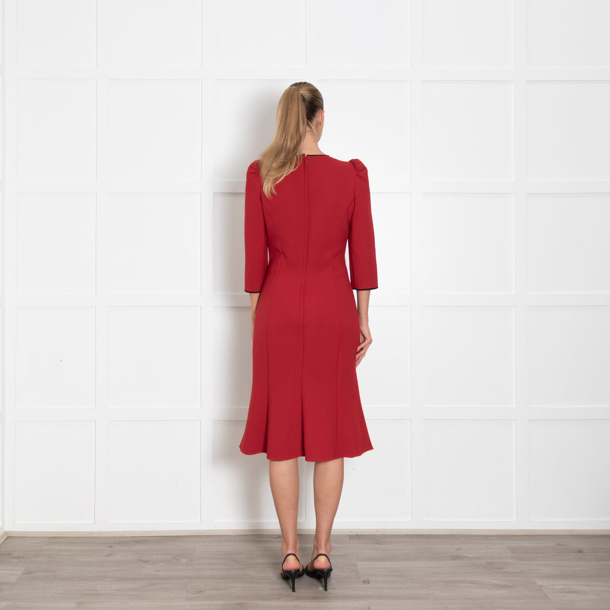 Dolce & Gabbana Red Apple Motif Midi Dress