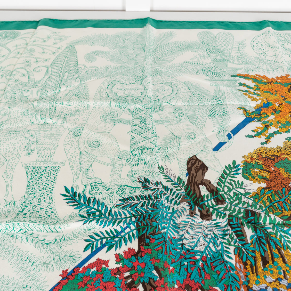 Hermes Cream Multicolour Les Legendes De L'Abre Silk Scarf