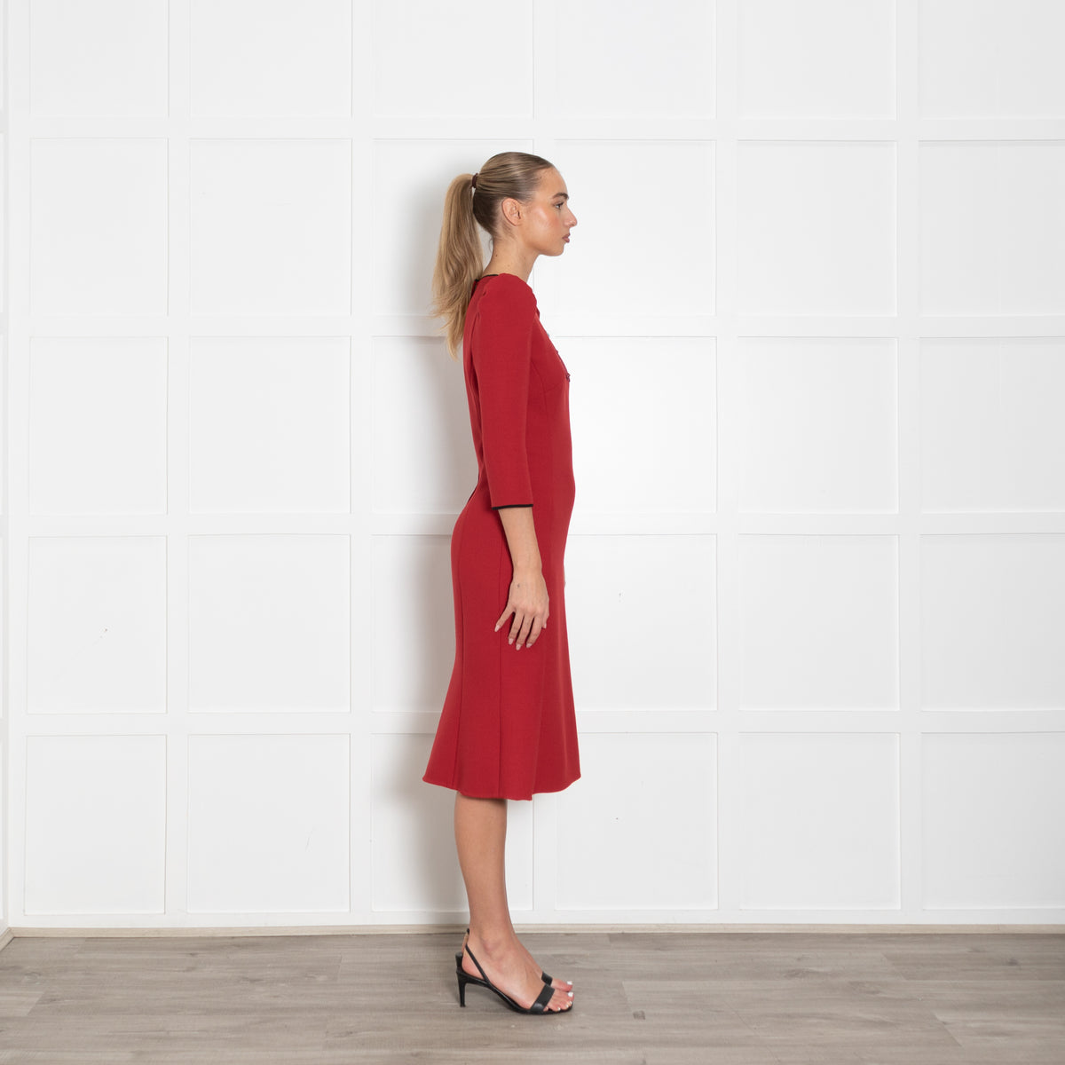 Dolce & Gabbana Red Apple Motif Midi Dress