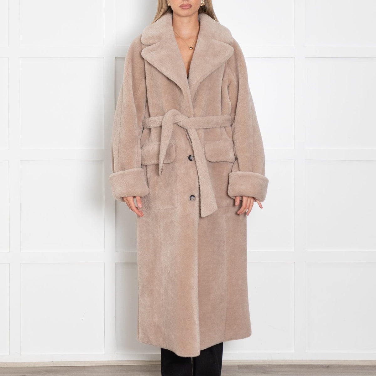 Urban Code Taupe Faux Fur Reversible Belted Coat