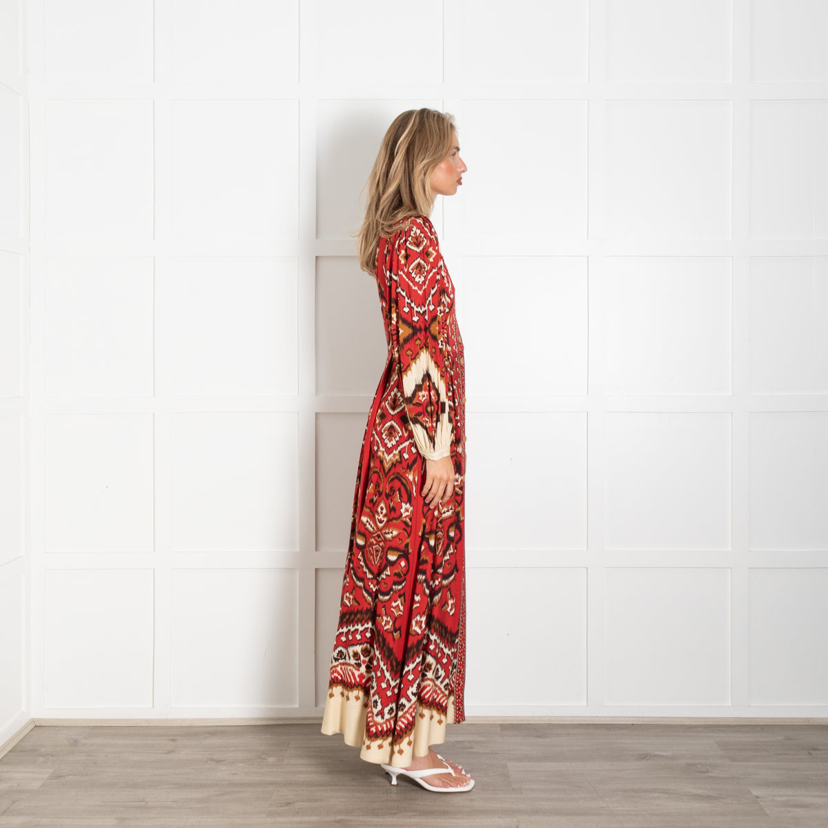 Farm Rio Red Cream Ainika Pineapple Maxi Dress