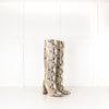 Paris Texas Snake Effect Block Heel Knee Boot