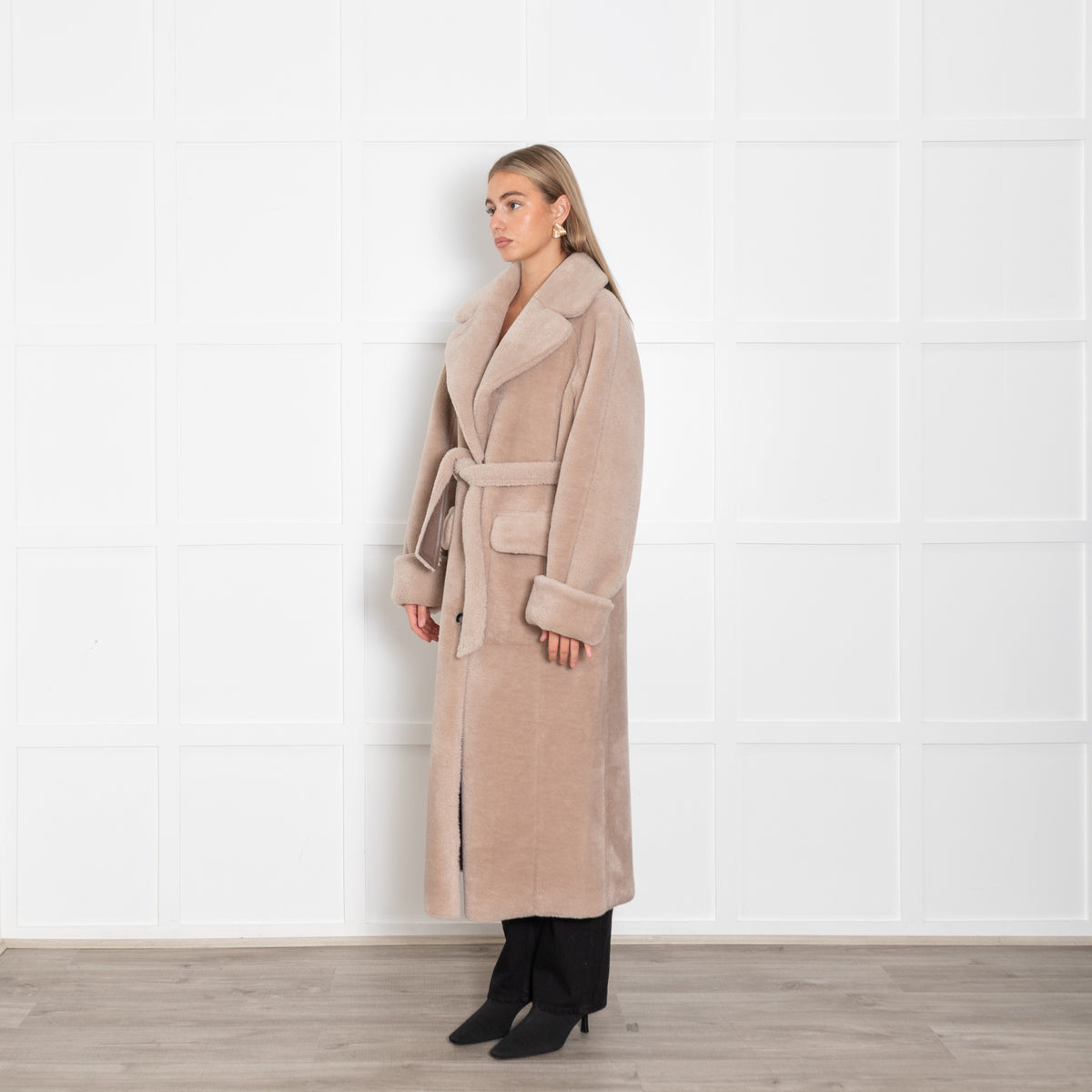 Urban Code Taupe Faux Fur Reversible Belted Coat