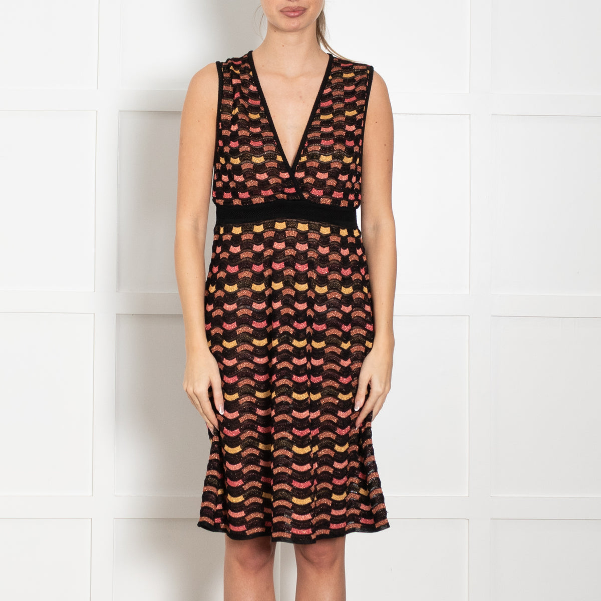 Missoni Pink Yellow Wave Knit Shift Dress