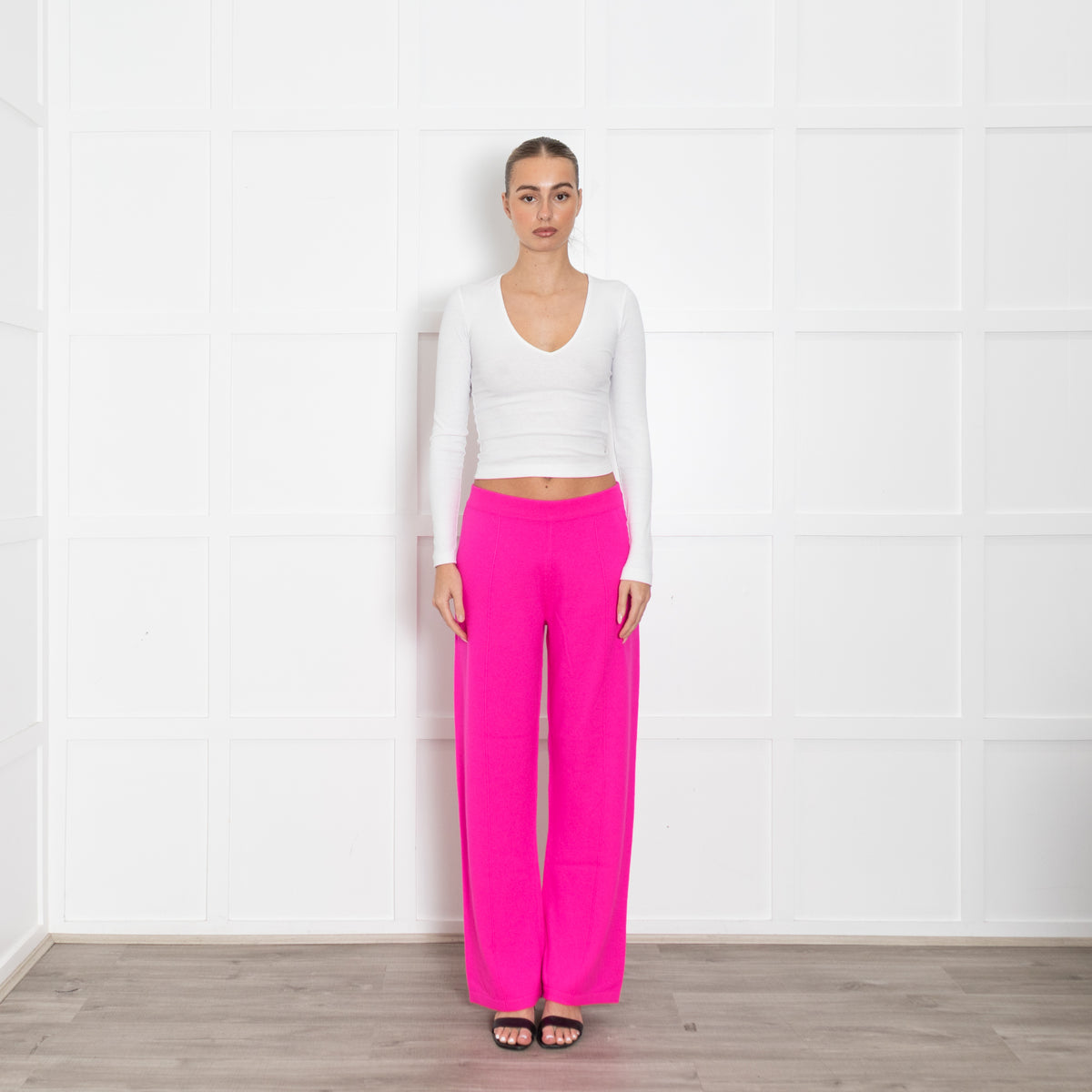 Basics by Chinti & Parker Pink Wool/Cashmere Wide Leg Track Pants