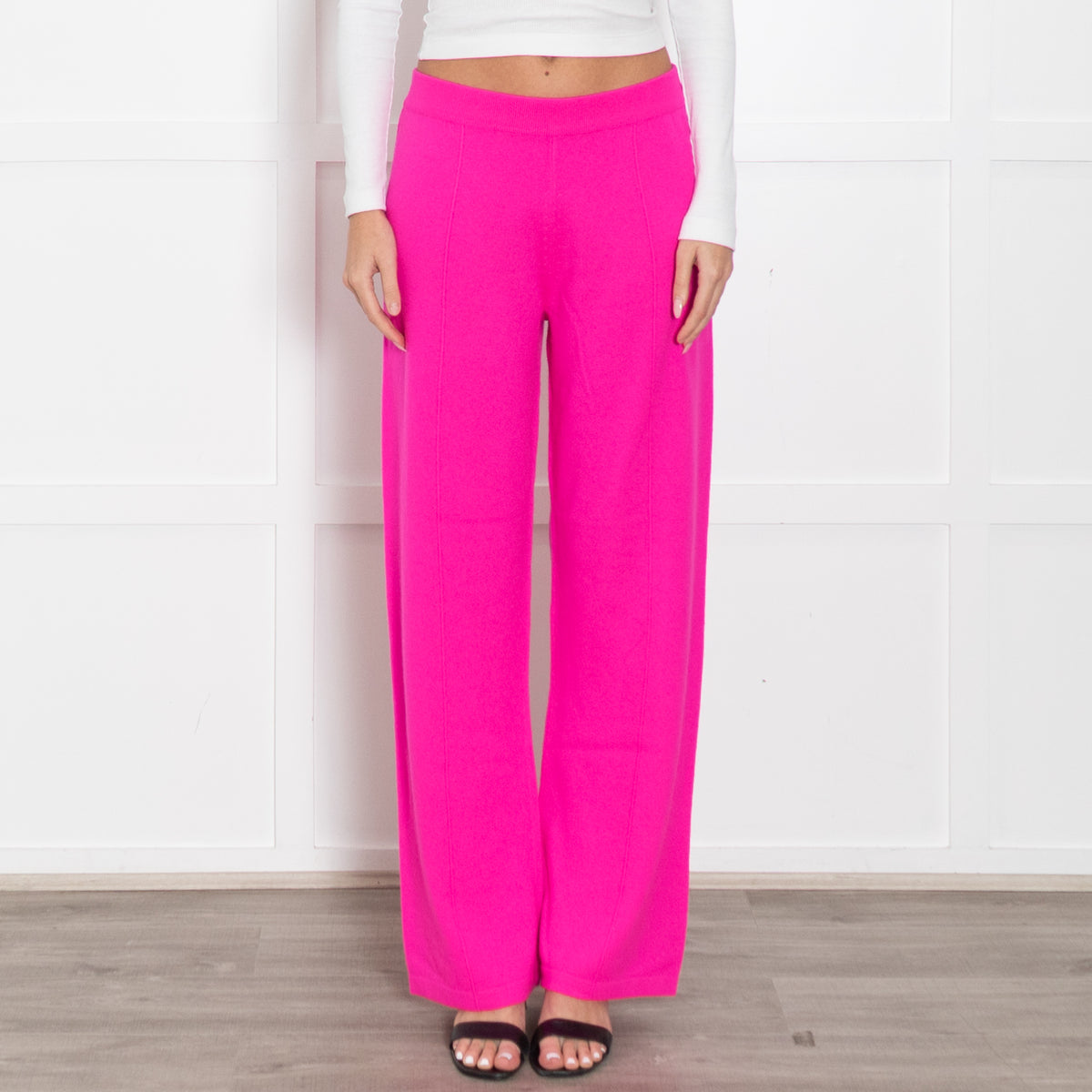 Basics by Chinti & Parker Pink Wool/Cashmere Wide Leg Track Pants