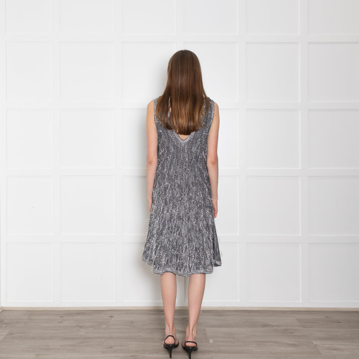 Chanel Silver Thread Silk And Cotton Knit  Shift Dress