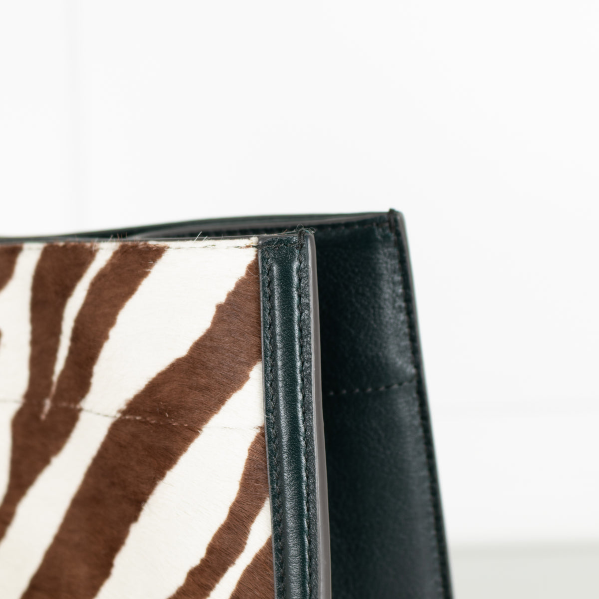 Close-up of a zebra print product on a white background