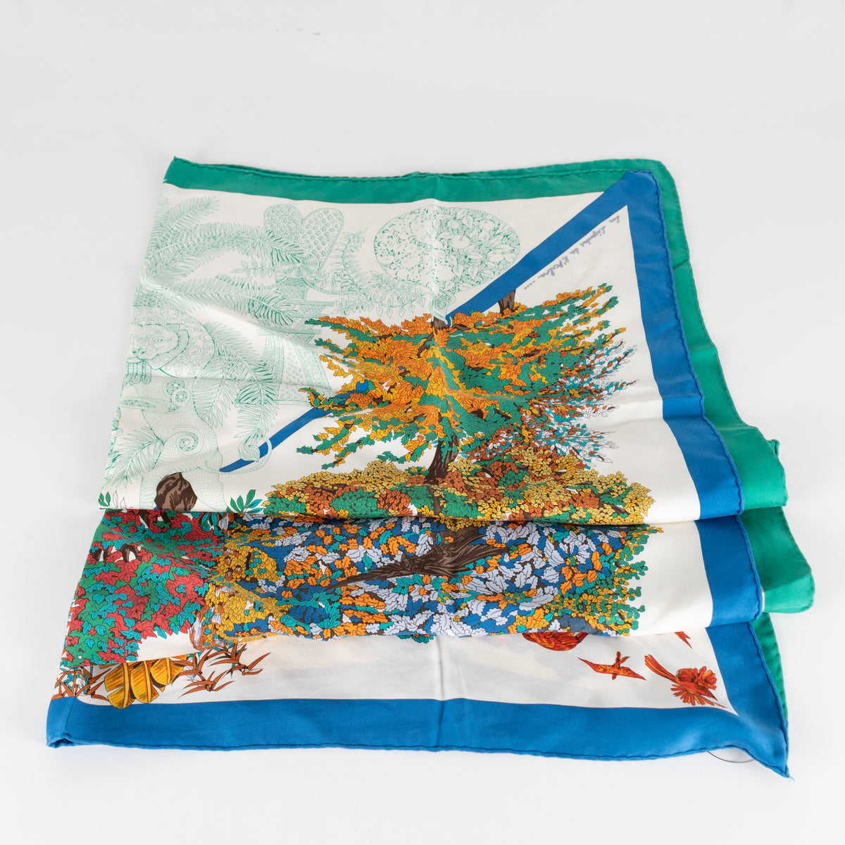 Hermes Cream Multicolour Les Legendes De L'Abre Silk Scarf