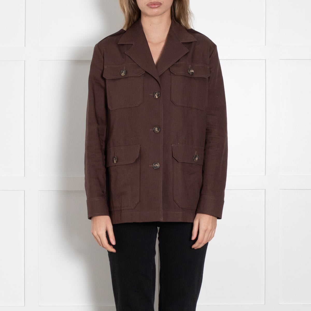 Weekend Max Mara Brown Cotton & Linen Safari Jacket