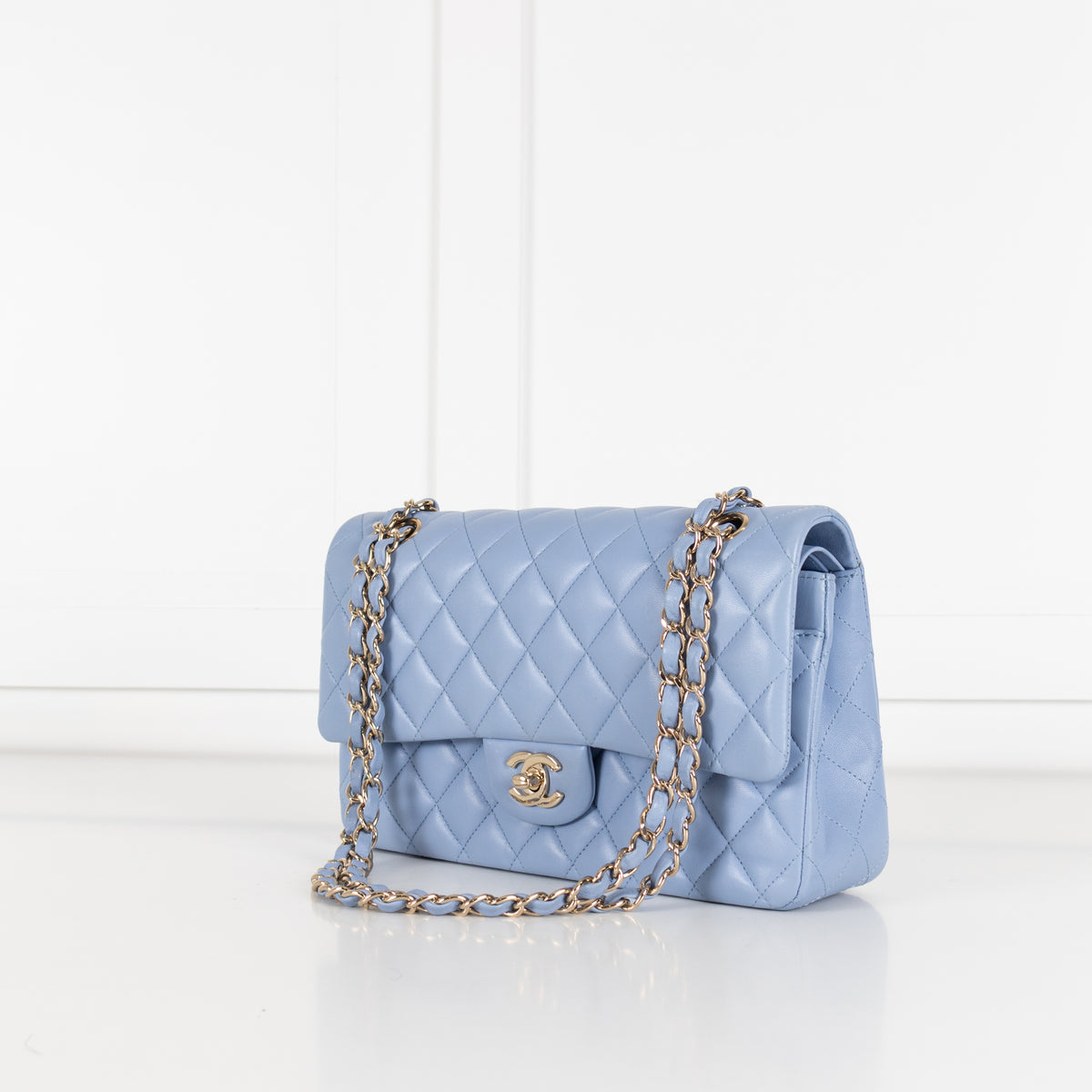 Chanel Pale Blue Lambskin Medium Double Flap Bag