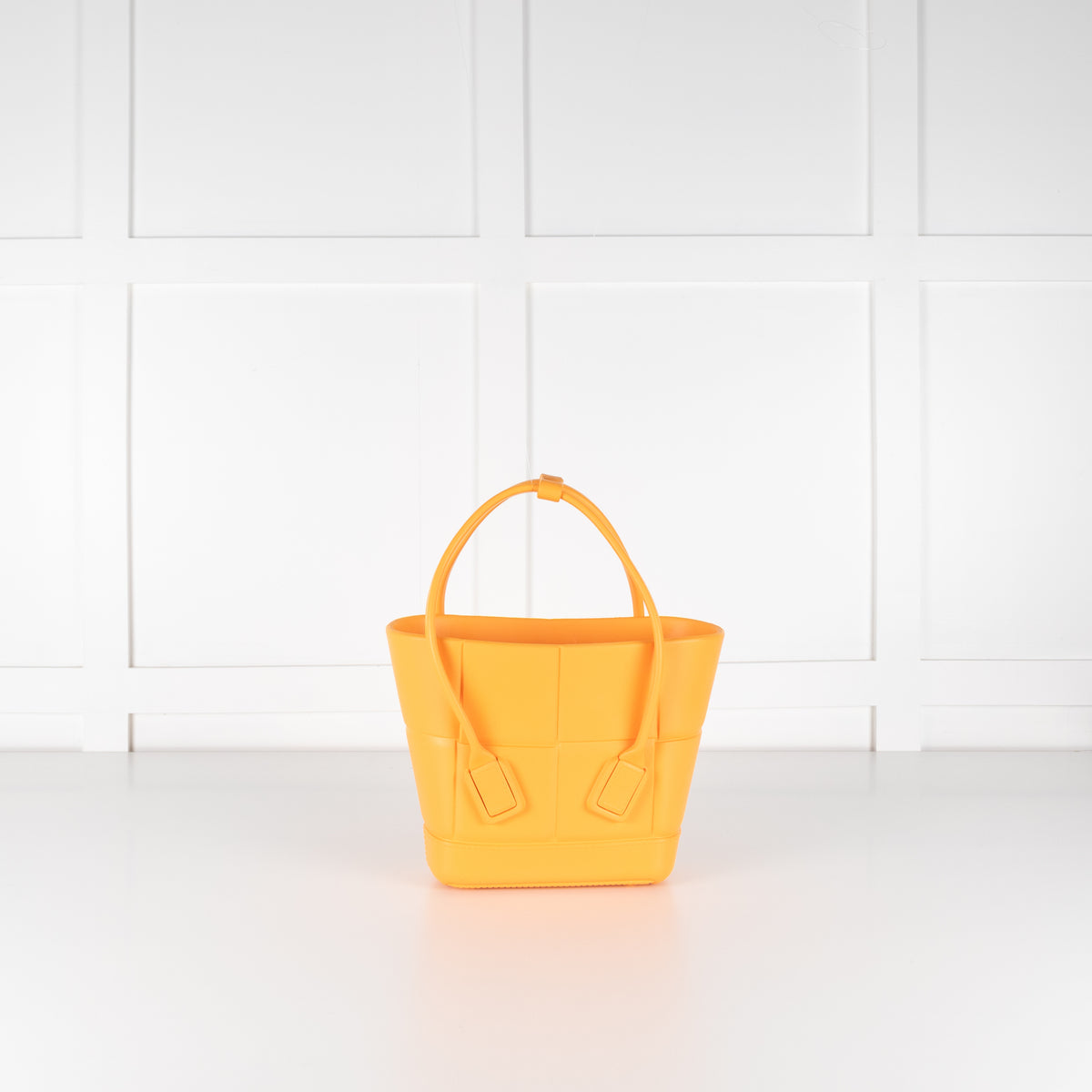 Bottega Veneta Orange Arco Mini Intrecciato Rubber Tote