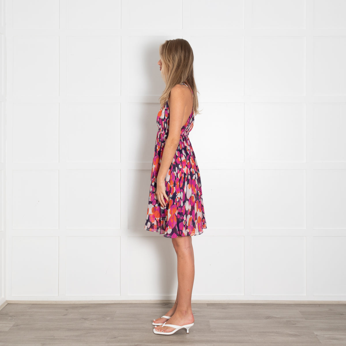 Diane Von Furstenberg Purple Orange Pink Silk Print Strappy Dress