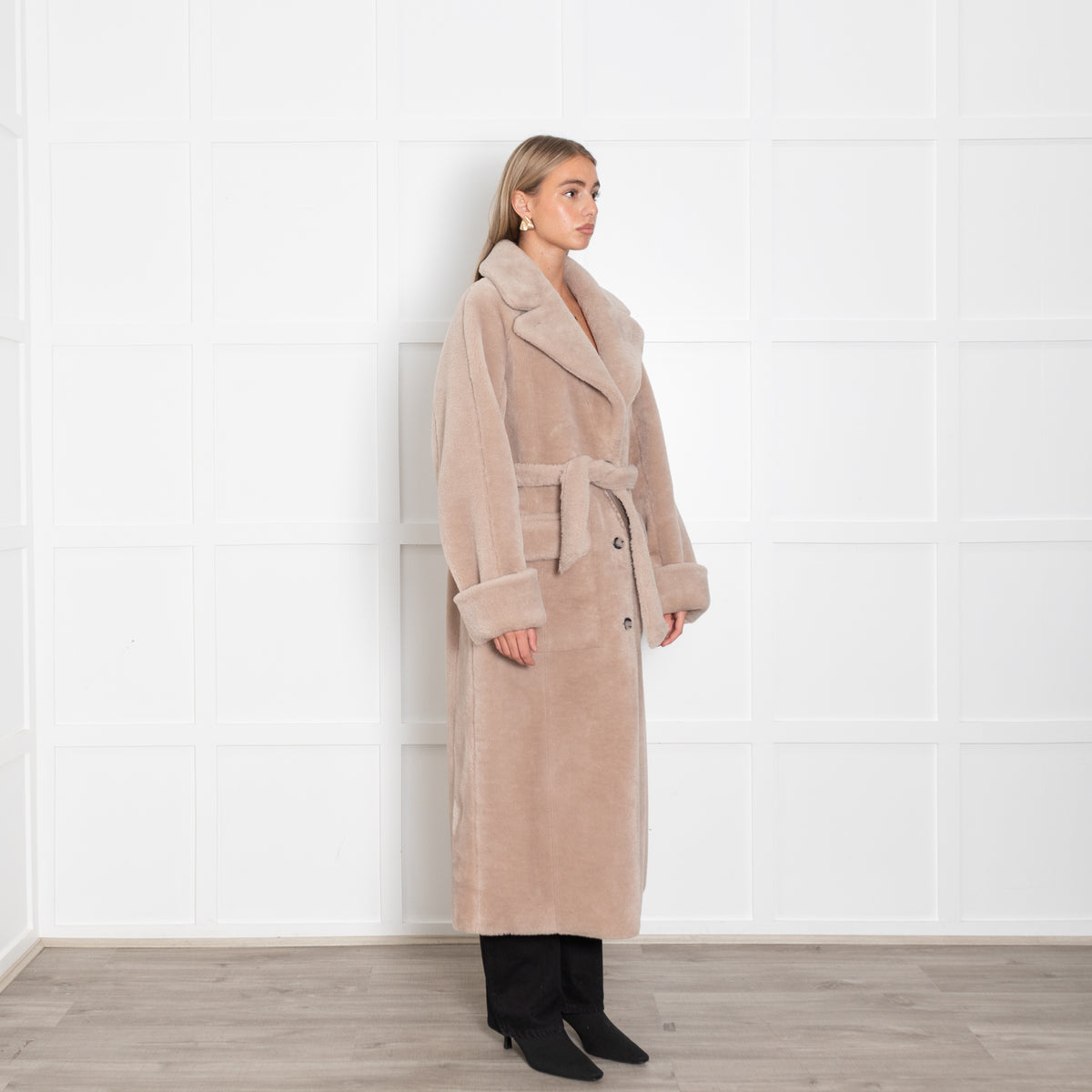 Urban Code Taupe Faux Fur Reversible Belted Coat