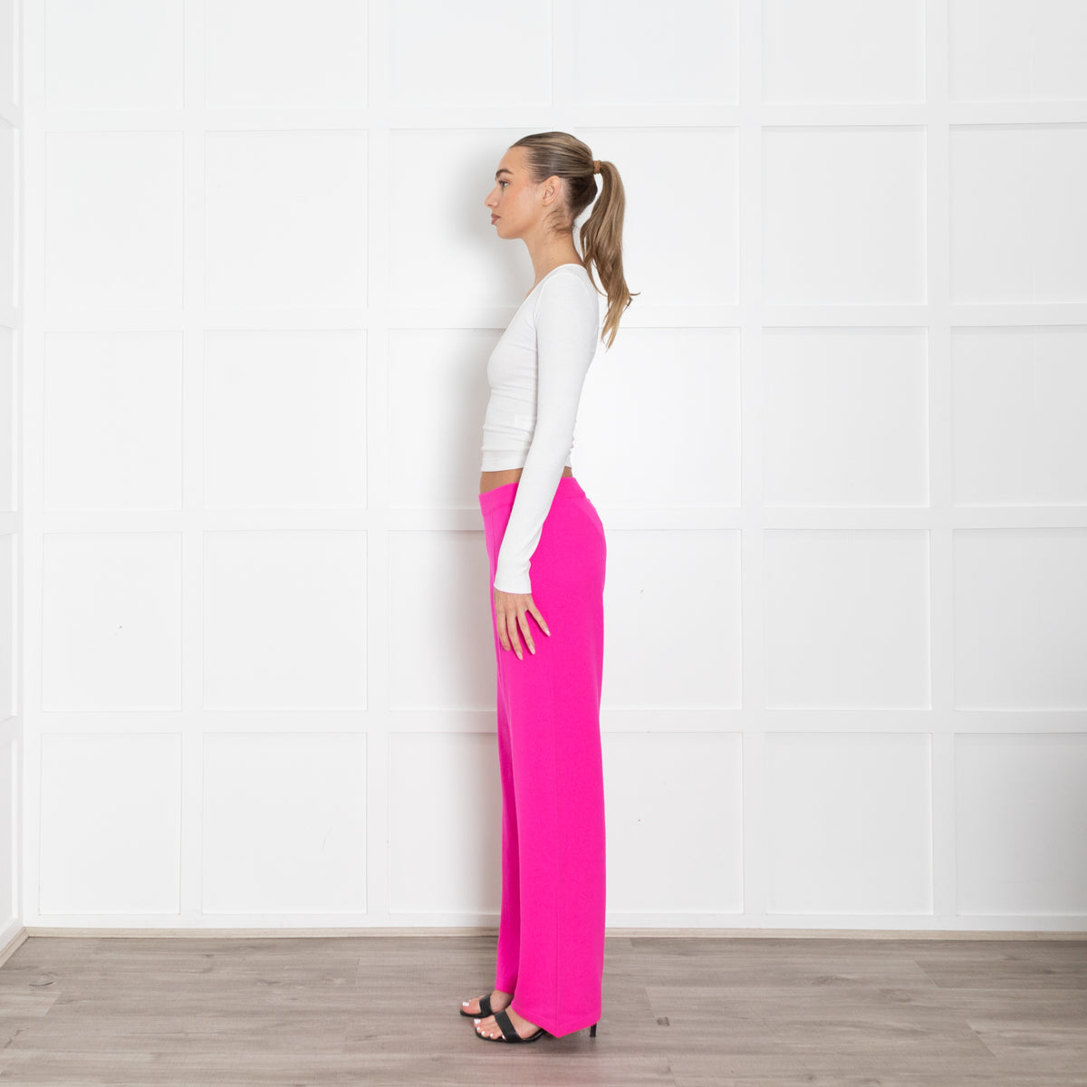 Basics by Chinti & Parker Pink Wool/Cashmere Wide Leg Track Pants