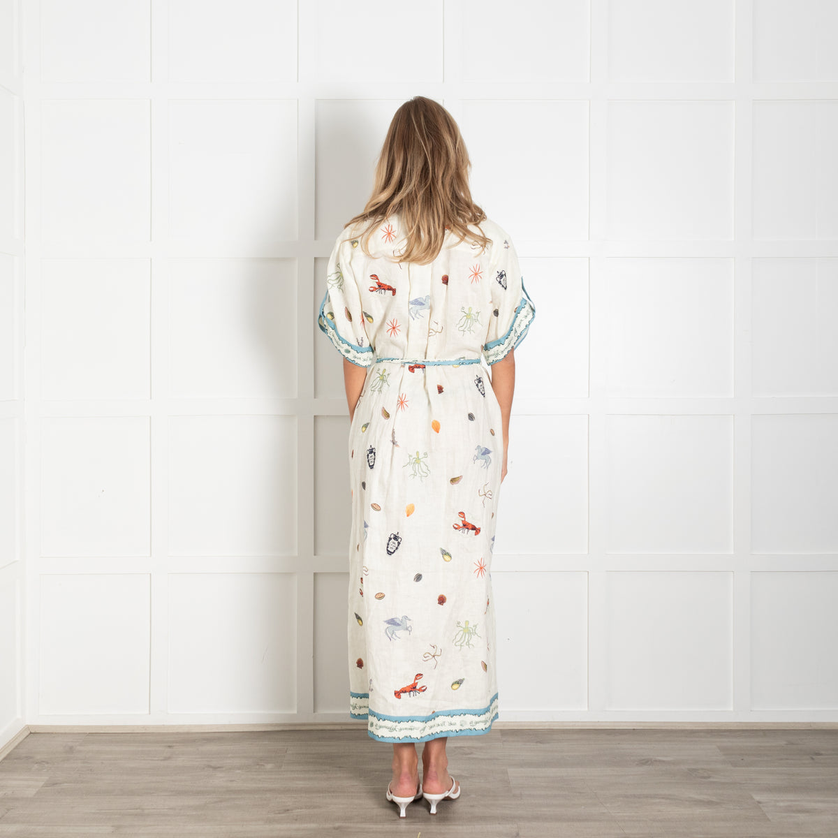 Alemais Under The Sea Linen Belted Shirt Dress