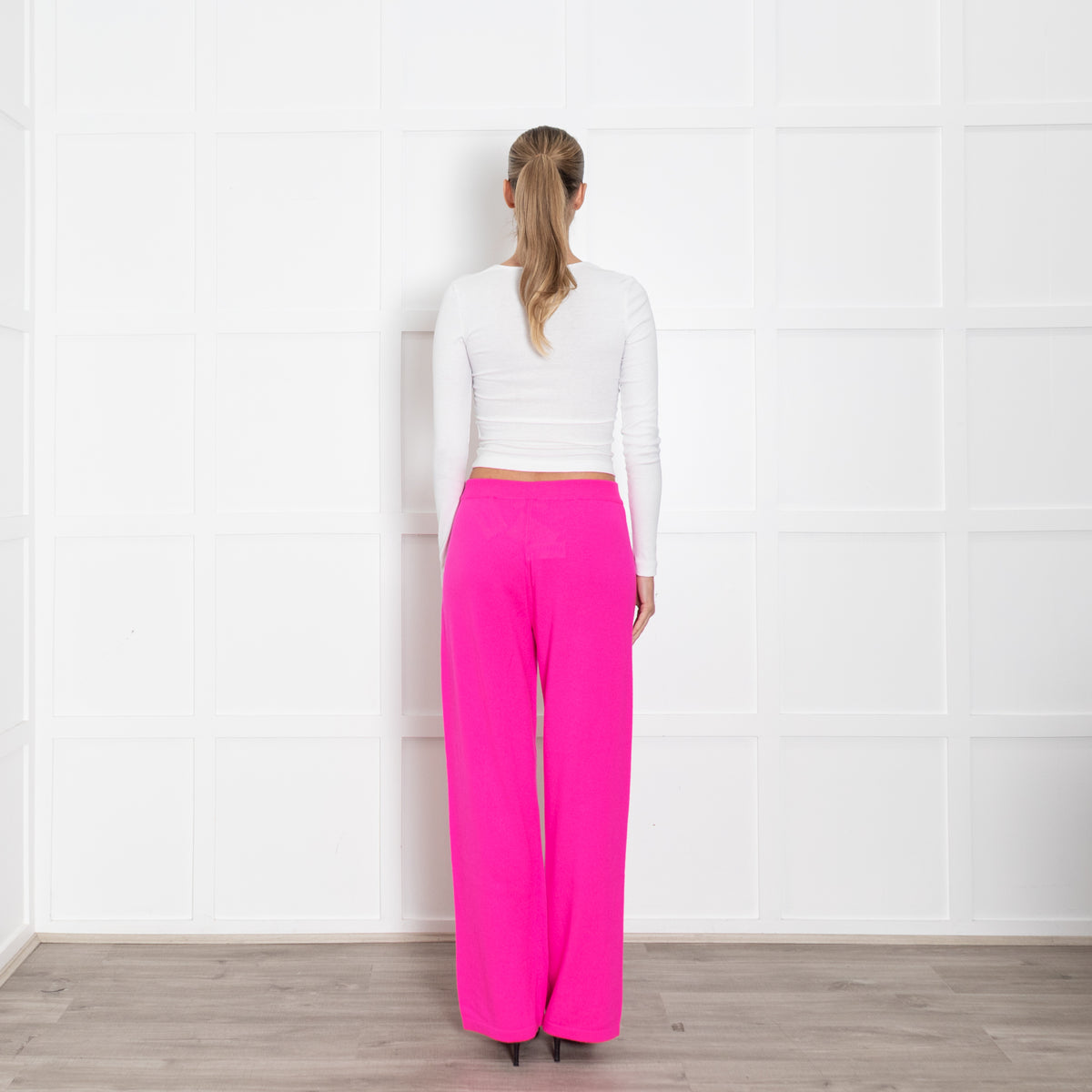 Basics by Chinti & Parker Pink Wool/Cashmere Wide Leg Track Pants