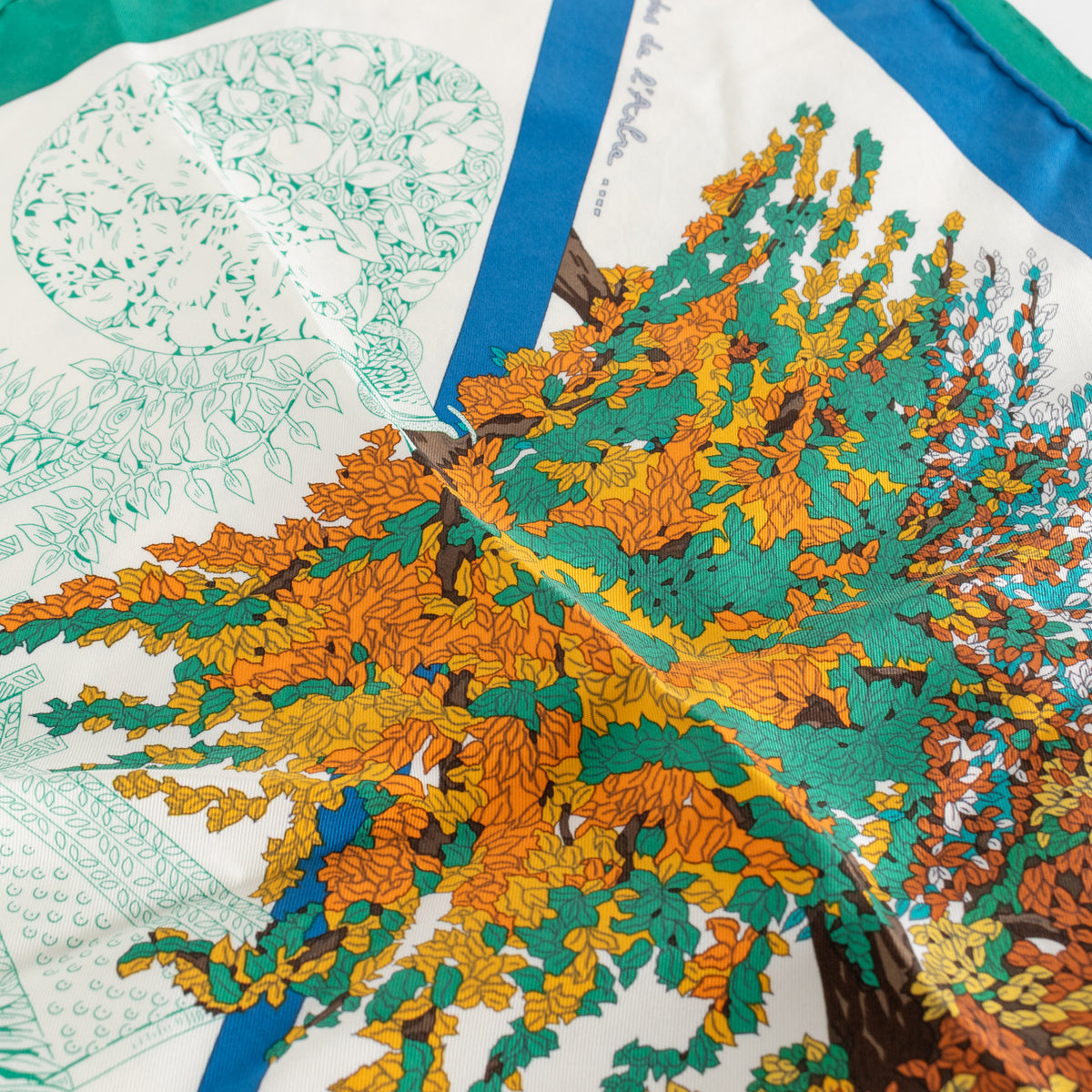 Hermes Cream Multicolour Les Legendes De L'Abre Silk Scarf
