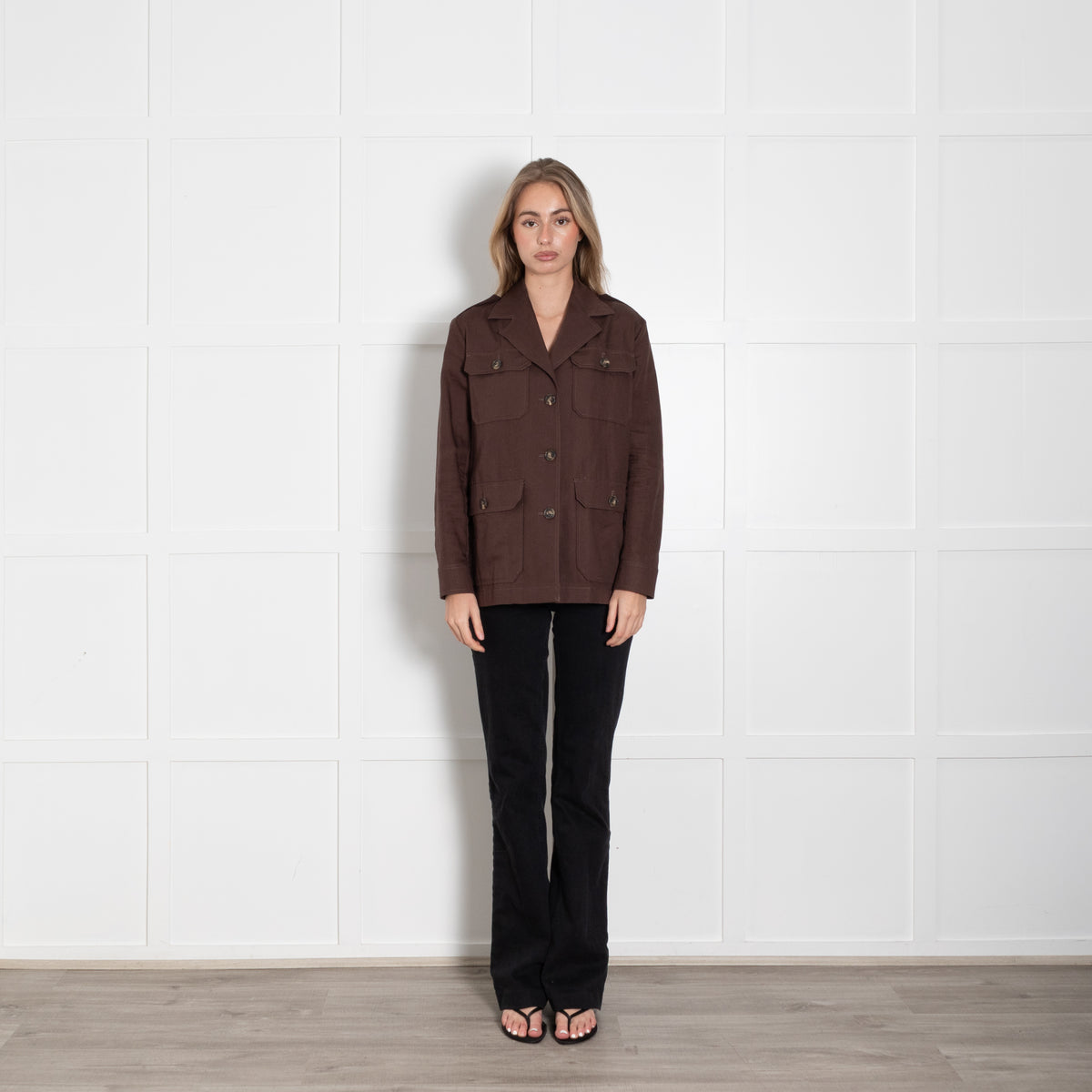 Weekend Max Mara Brown Cotton & Linen Safari Jacket