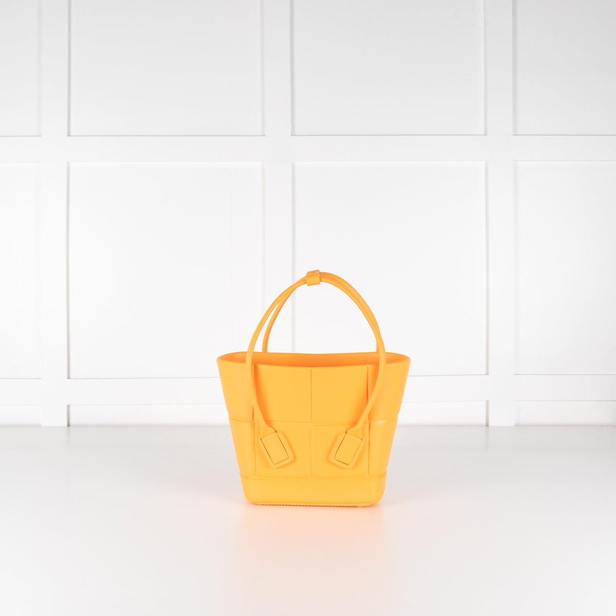 Bottega Veneta Orange Arco Mini Intrecciato Rubber Tote
