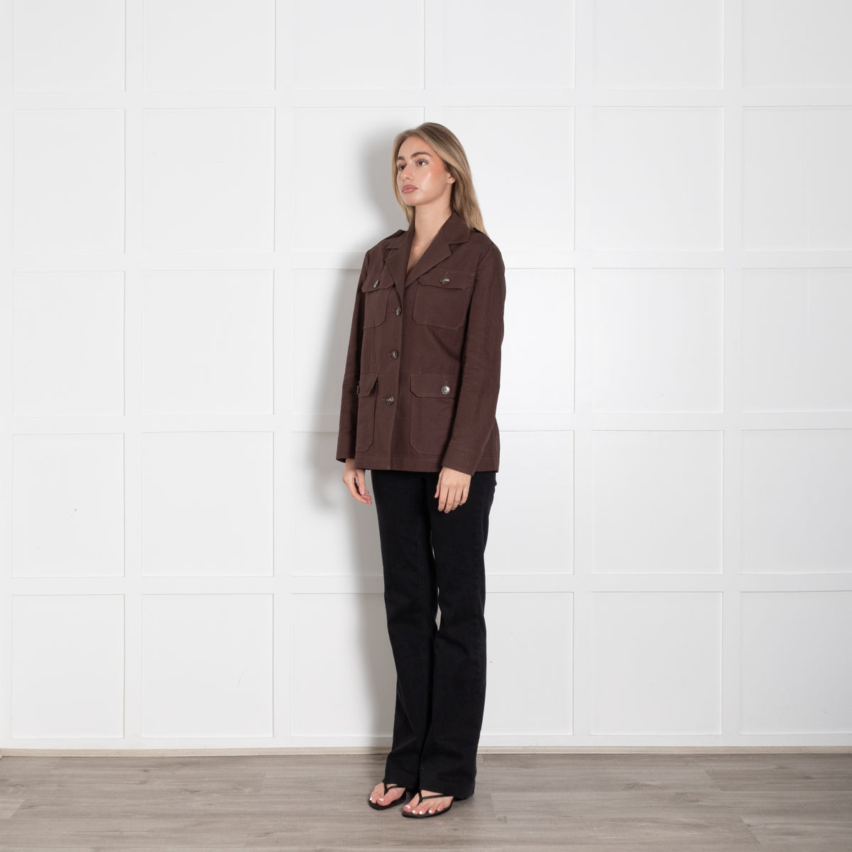 Weekend Max Mara Brown Cotton & Linen Safari Jacket