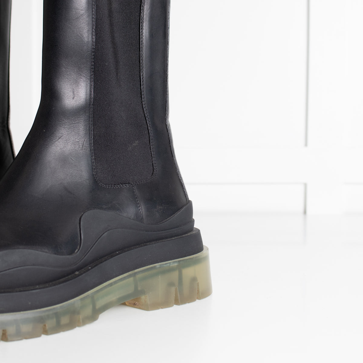 Bottega Veneta Black Tire Chelsea Boots