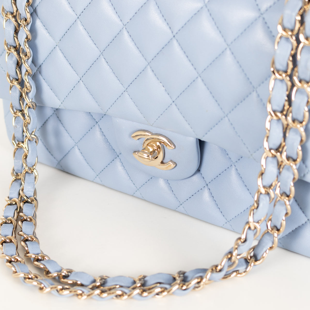 Chanel Pale Blue Lambskin Medium Double Flap Bag