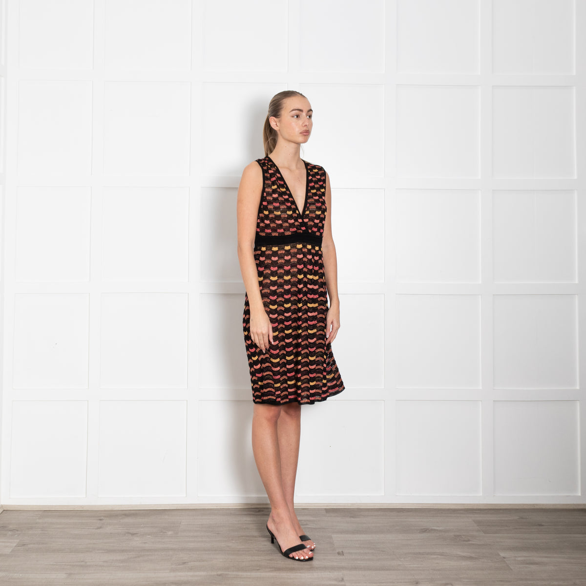 Missoni Pink Yellow Wave Knit Shift Dress