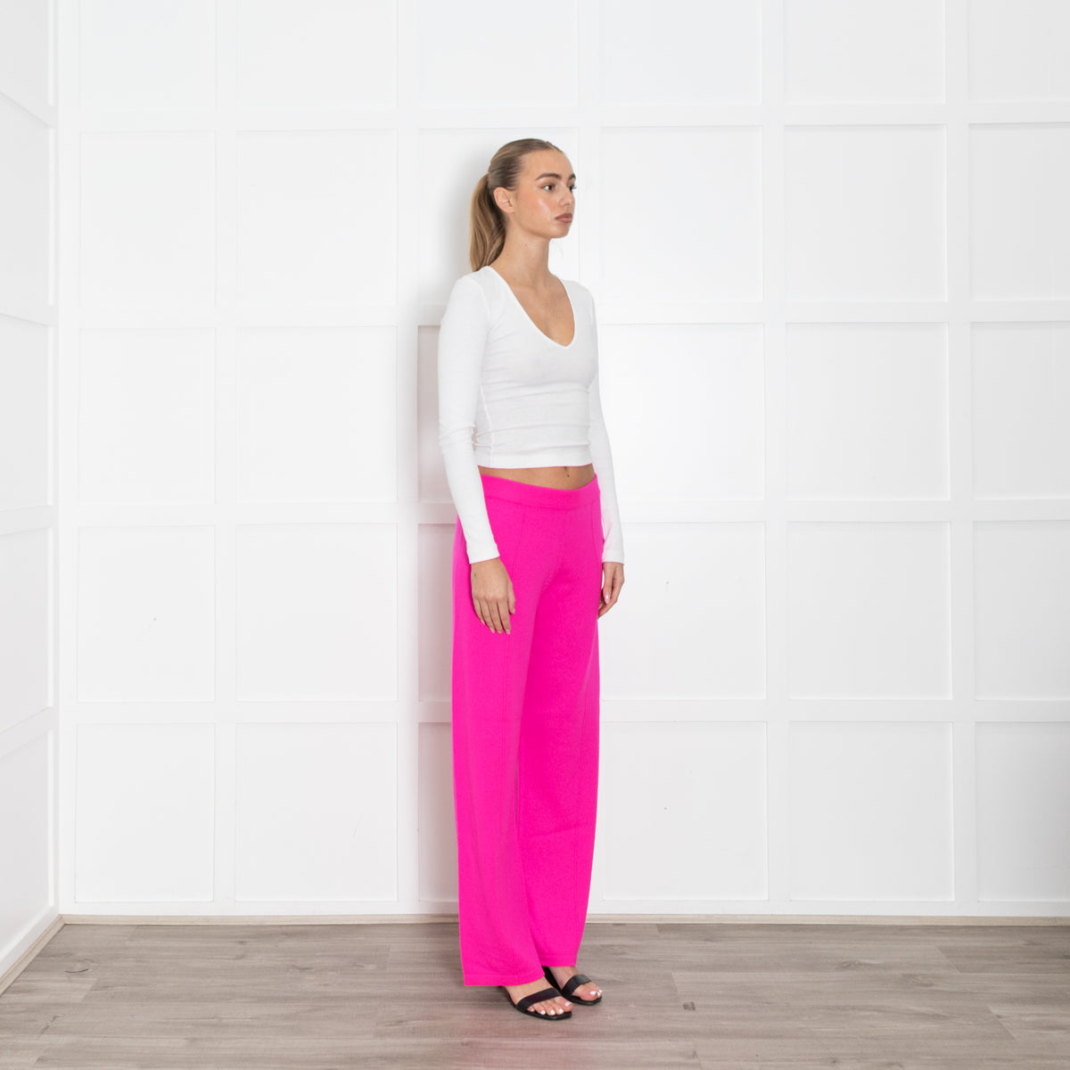 Basics by Chinti & Parker Pink Wool/Cashmere Wide Leg Track Pants
