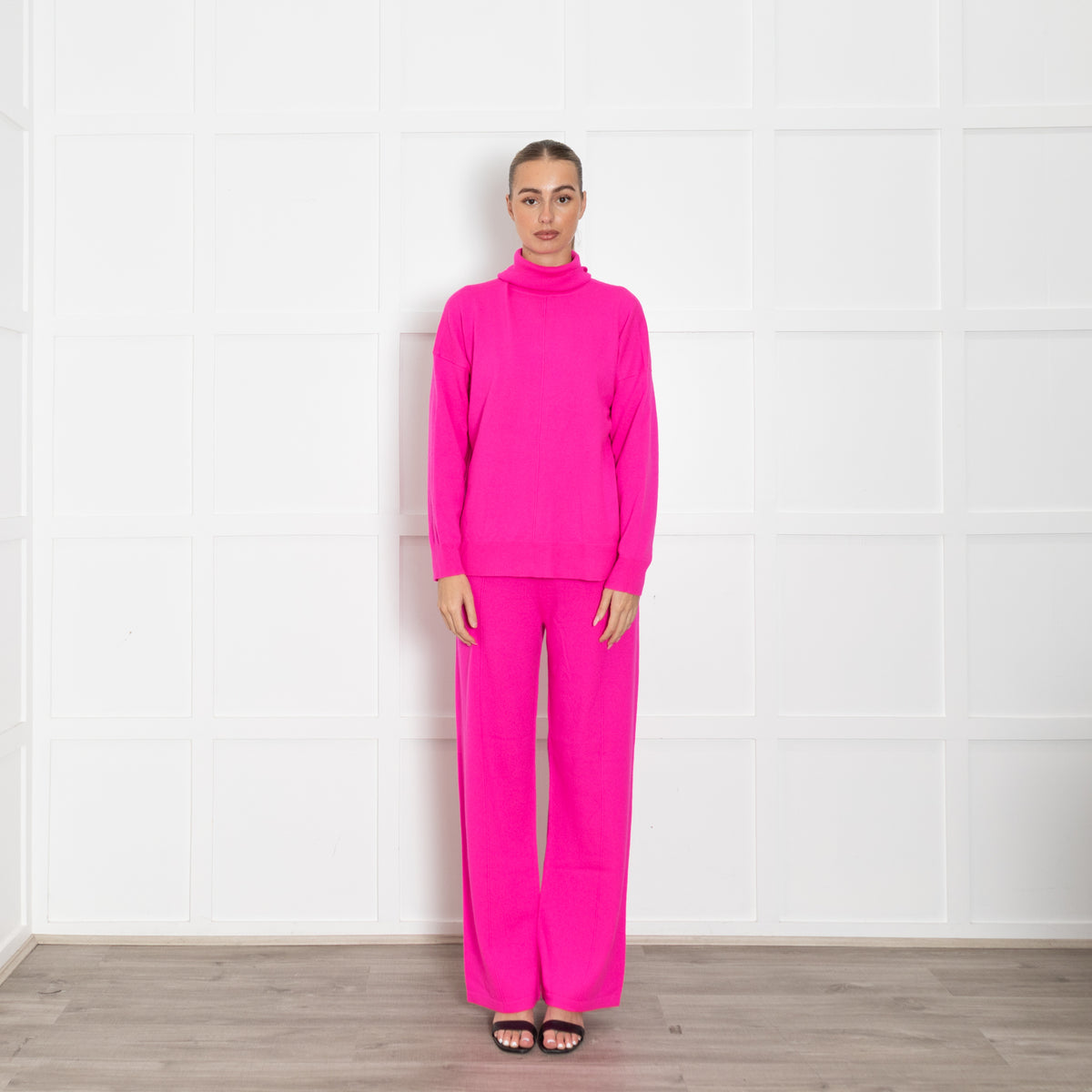 Basics By Chinti & Parker Oversized Pink Wool/Cashmere Poloneck Jumper