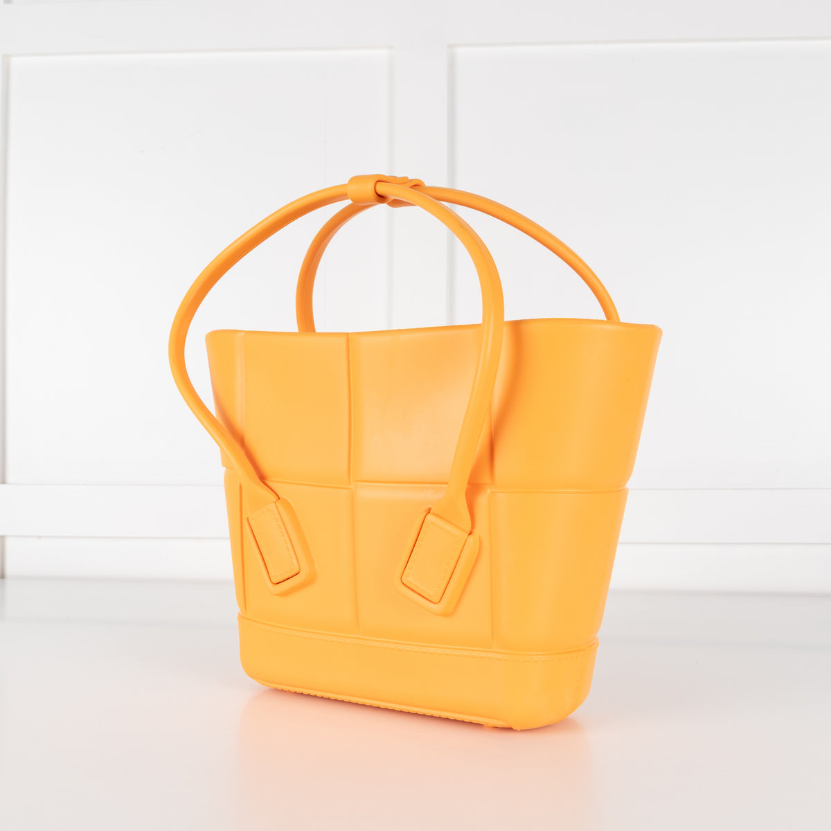 Bottega Veneta Orange Arco Mini Intrecciato Rubber Tote