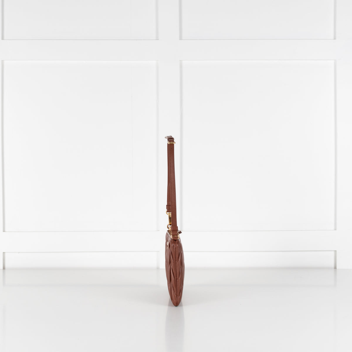 Miu Miu Tan Matelasse Nappa Leather Pouch Bag